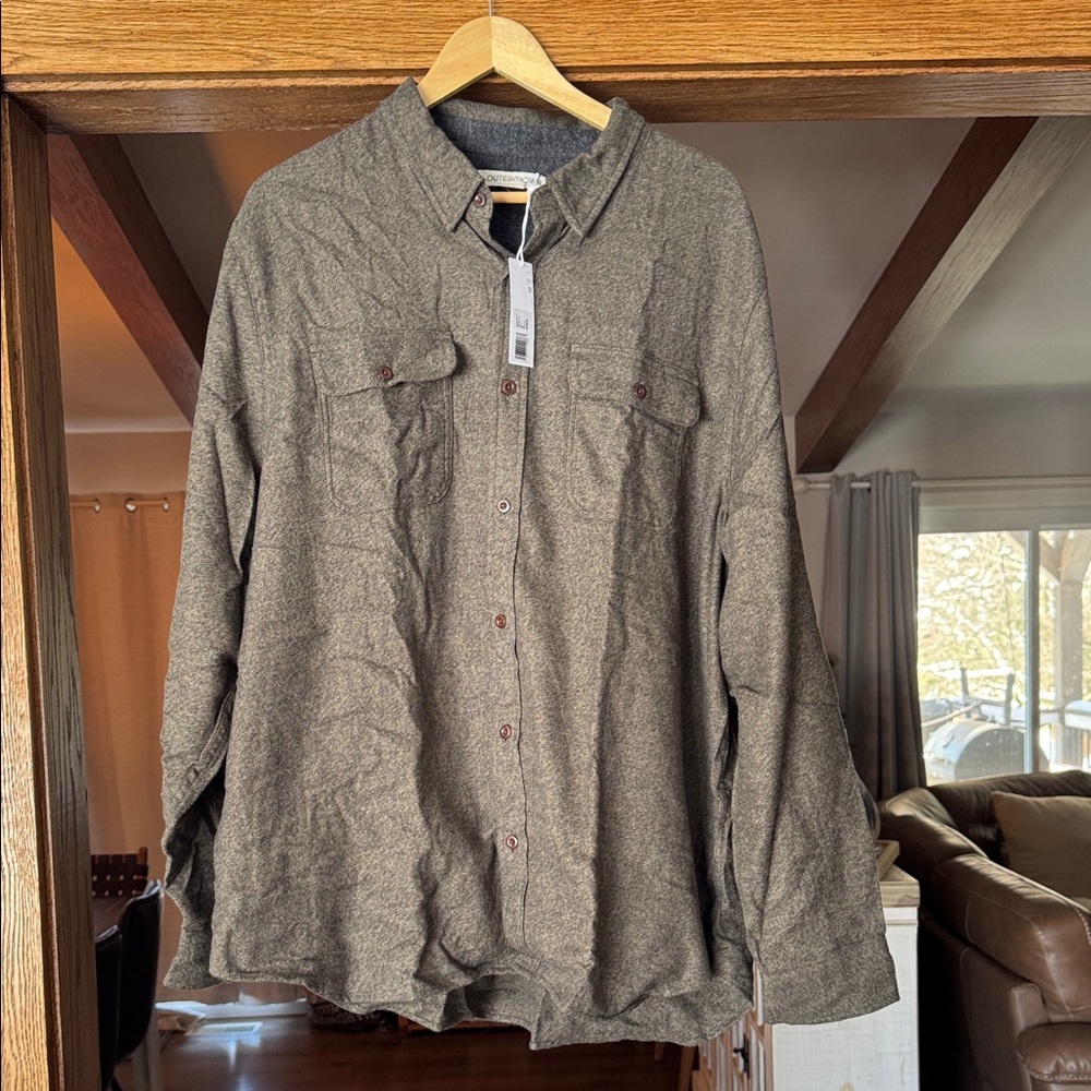 2XL Outerknown Olive Jaspe flannel
